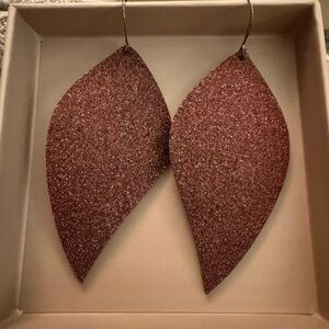 Eleven10 Leather Burgundy Sparkle Earrings
